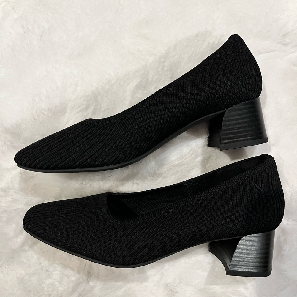Vivaia Melody Pro Black Square Toe Chunky Heels - Picture 3 of 5